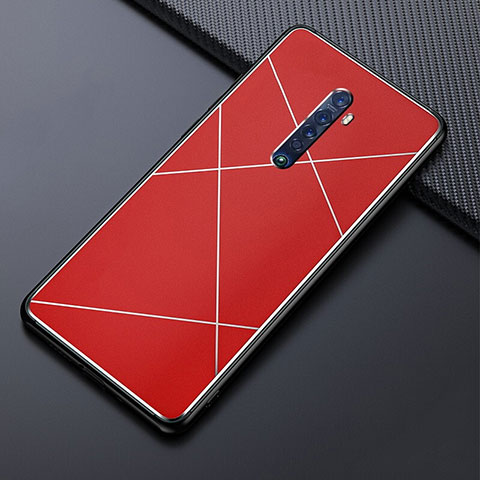 Handyhülle Hülle Luxus Aluminium Metall Tasche M02 für Oppo Reno2 Rot