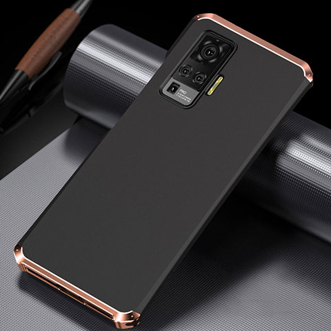 Handyhülle Hülle Luxus Aluminium Metall Tasche M02 für Vivo X50 Pro 5G Gold und Schwarz