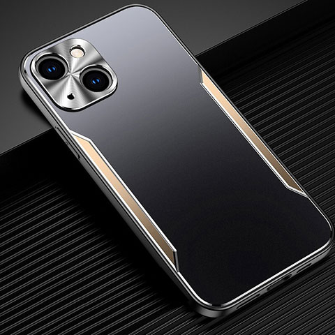 Handyhülle Hülle Luxus Aluminium Metall Tasche M05 für Apple iPhone 13 Gold