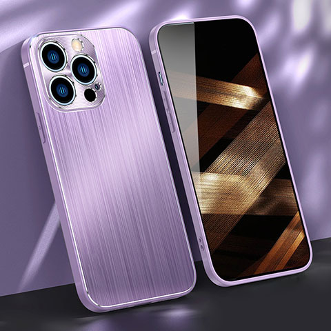 Handyhülle Hülle Luxus Aluminium Metall Tasche M09 für Apple iPhone 14 Pro Max Violett