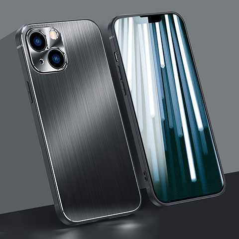 Handyhülle Hülle Luxus Aluminium Metall Tasche M09 für Apple iPhone 14 Schwarz