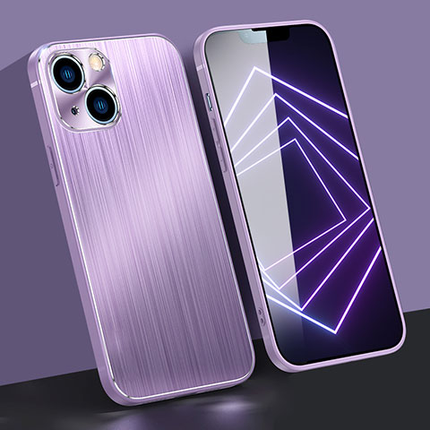 Handyhülle Hülle Luxus Aluminium Metall Tasche M09 für Apple iPhone 14 Violett