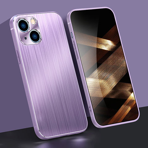 Handyhülle Hülle Luxus Aluminium Metall Tasche M09 für Apple iPhone 15 Violett