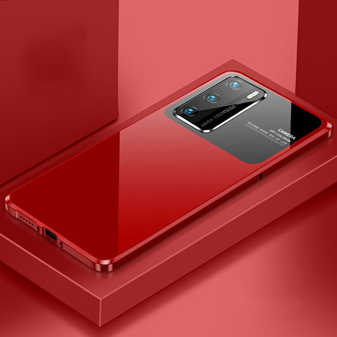 Handyhülle Hülle Luxus Aluminium Metall Tasche N01 für Huawei P40 Rot