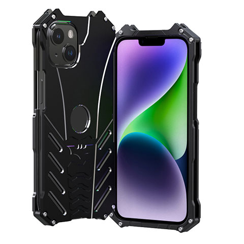 Handyhülle Hülle Luxus Aluminium Metall Tasche P01 für Apple iPhone 13 Schwarz