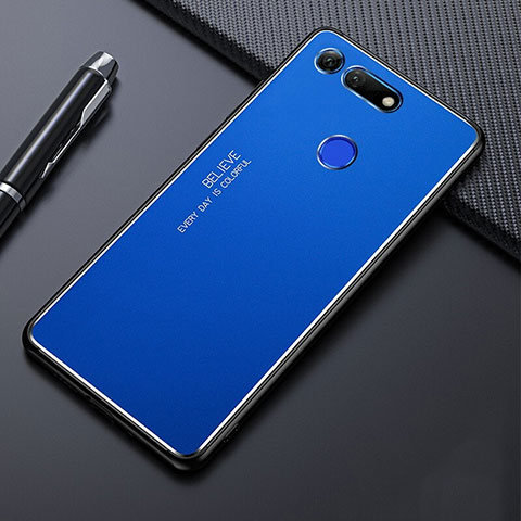 Handyhülle Hülle Luxus Aluminium Metall Tasche T01 für Huawei Honor V20 Blau