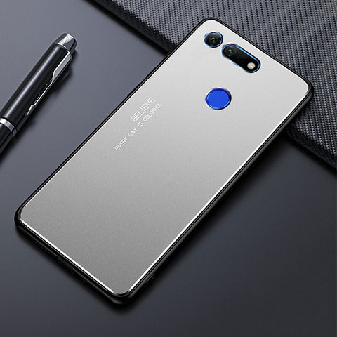 Handyhülle Hülle Luxus Aluminium Metall Tasche T01 für Huawei Honor View 20 Silber