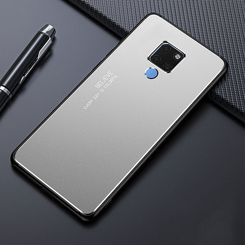 Handyhülle Hülle Luxus Aluminium Metall Tasche T01 für Huawei Mate 20 Silber