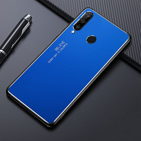 Handyhülle Hülle Luxus Aluminium Metall Tasche T01 für Huawei Nova 4e Blau