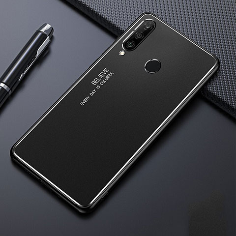 Handyhülle Hülle Luxus Aluminium Metall Tasche T01 für Huawei Nova 4e Schwarz