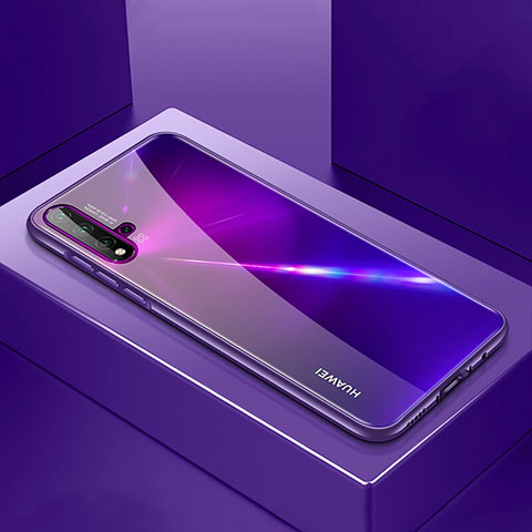 Handyhülle Hülle Luxus Aluminium Metall Tasche T01 für Huawei Nova 5 Violett