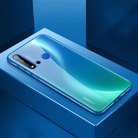 Handyhülle Hülle Luxus Aluminium Metall Tasche T01 für Huawei Nova 5i Blau