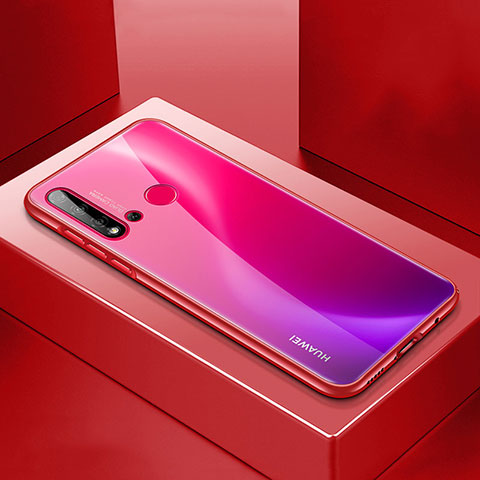 Handyhülle Hülle Luxus Aluminium Metall Tasche T01 für Huawei Nova 5i Rot