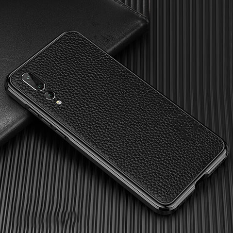 Handyhülle Hülle Luxus Aluminium Metall Tasche T01 für Huawei P20 Pro Schwarz