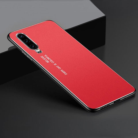 Handyhülle Hülle Luxus Aluminium Metall Tasche T01 für Huawei P30 Rot