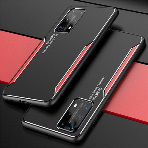 Handyhülle Hülle Luxus Aluminium Metall Tasche T01 für Huawei P40 Pro+ Plus Rot