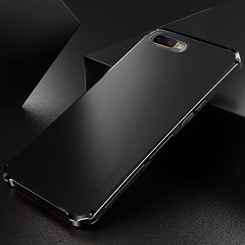 Handyhülle Hülle Luxus Aluminium Metall Tasche T01 für Oppo K1 Schwarz