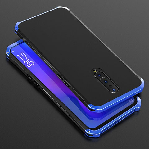 Handyhülle Hülle Luxus Aluminium Metall Tasche T01 für Oppo R17 Pro Blau und Schwarz