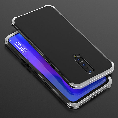 Handyhülle Hülle Luxus Aluminium Metall Tasche T01 für Oppo R17 Pro Silber und Schwarz