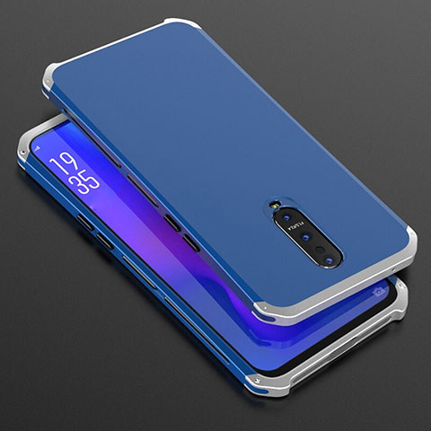 Handyhülle Hülle Luxus Aluminium Metall Tasche T01 für Oppo RX17 Pro Blau