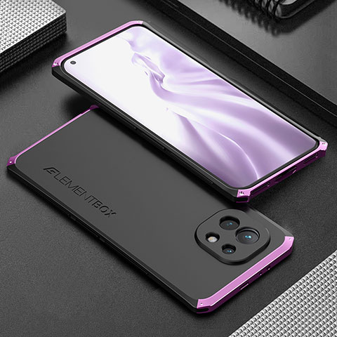 Handyhülle Hülle Luxus Aluminium Metall Tasche T01 für Xiaomi Mi 11 Lite 5G Violett