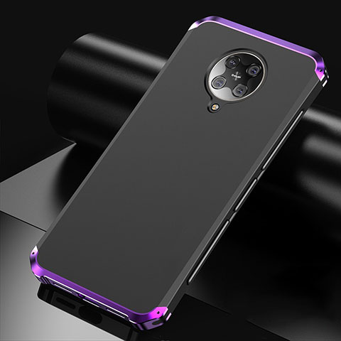 Handyhülle Hülle Luxus Aluminium Metall Tasche T01 für Xiaomi Poco F2 Pro Violett