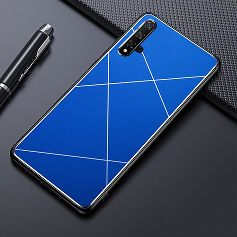 Handyhülle Hülle Luxus Aluminium Metall Tasche T02 für Huawei Honor 20S Blau