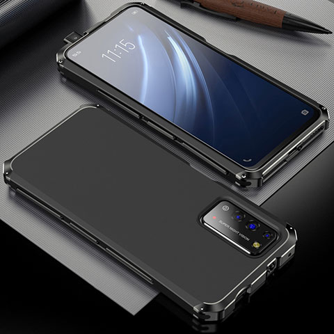 Handyhülle Hülle Luxus Aluminium Metall Tasche T02 für Huawei Honor X10 5G Schwarz