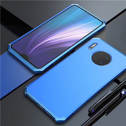 Handyhülle Hülle Luxus Aluminium Metall Tasche T02 für Huawei Mate 30 5G Blau