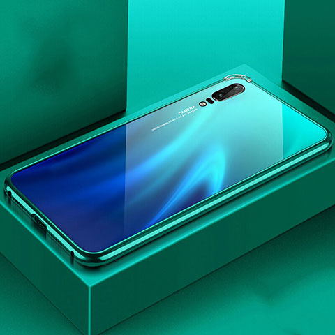 Handyhülle Hülle Luxus Aluminium Metall Tasche T02 für Huawei P20 Cyan