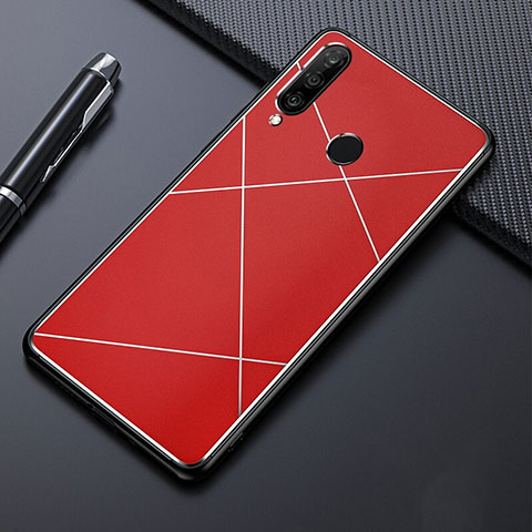 Handyhülle Hülle Luxus Aluminium Metall Tasche T02 für Huawei P30 Lite XL Rot