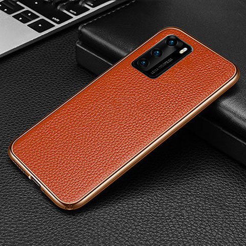 Handyhülle Hülle Luxus Aluminium Metall Tasche T02 für Huawei P40 Orange