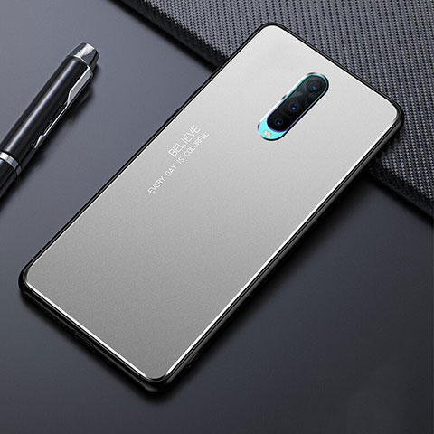 Handyhülle Hülle Luxus Aluminium Metall Tasche T02 für Oppo R17 Pro Silber