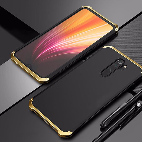 Handyhülle Hülle Luxus Aluminium Metall Tasche T02 für Xiaomi Redmi Note 8 Pro Gold und Schwarz