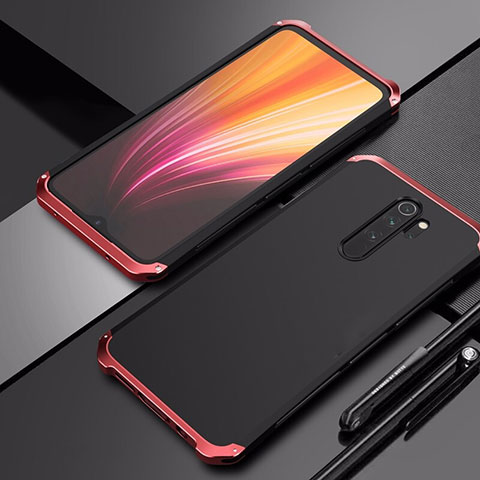 Handyhülle Hülle Luxus Aluminium Metall Tasche T02 für Xiaomi Redmi Note 8 Pro Rot und Schwarz