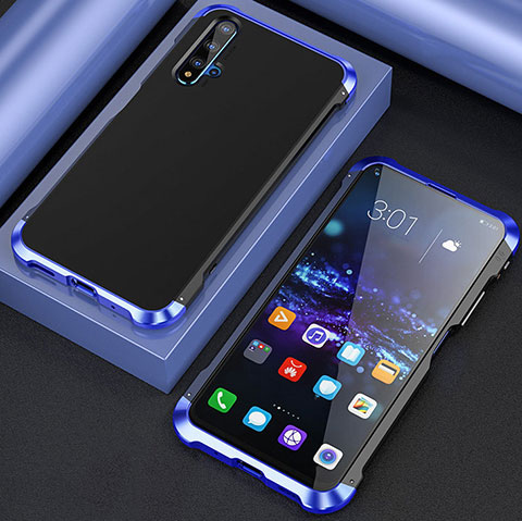 Handyhülle Hülle Luxus Aluminium Metall Tasche T03 für Huawei Honor 20S Blau