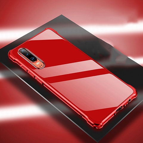 Handyhülle Hülle Luxus Aluminium Metall Tasche T03 für Huawei P30 Rot