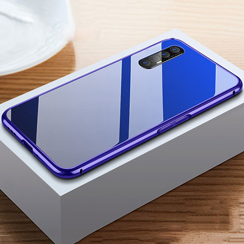 Handyhülle Hülle Luxus Aluminium Metall Tasche T03 für Oppo Find X2 Neo Blau