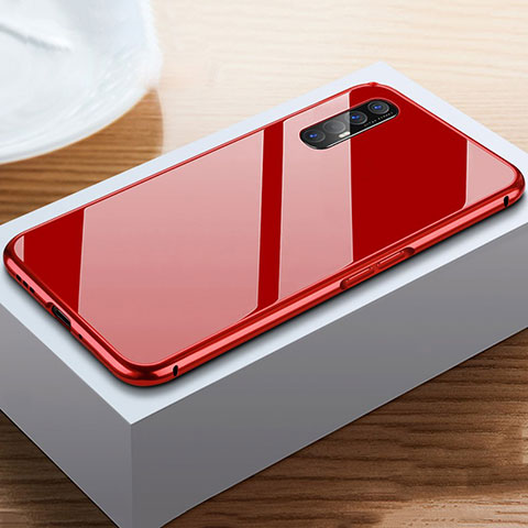 Handyhülle Hülle Luxus Aluminium Metall Tasche T03 für Oppo Reno3 Pro Rot