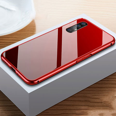 Handyhülle Hülle Luxus Aluminium Metall Tasche T03 für Oppo Reno3 Pro Rot und Schwarz