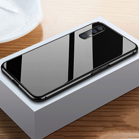 Handyhülle Hülle Luxus Aluminium Metall Tasche T03 für Oppo Reno3 Pro Schwarz