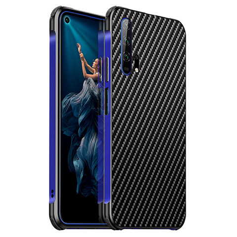 Handyhülle Hülle Luxus Aluminium Metall Tasche T04 für Huawei Honor 20 Pro Blau