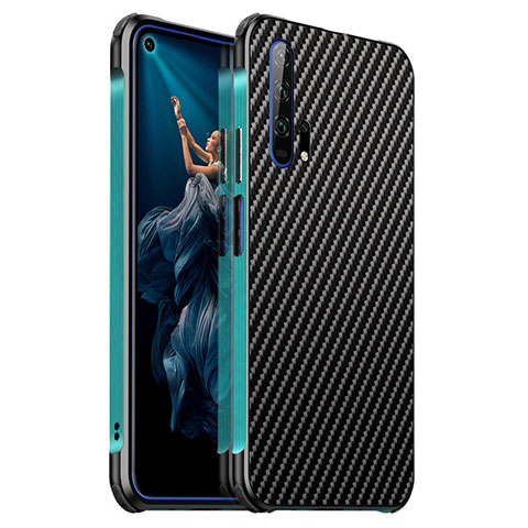 Handyhülle Hülle Luxus Aluminium Metall Tasche T04 für Huawei Honor 20 Pro Cyan