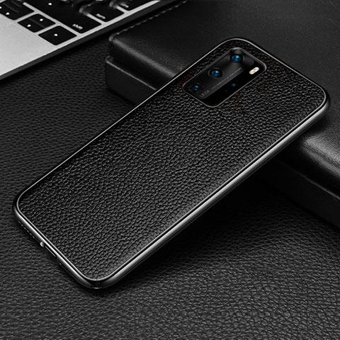 Handyhülle Hülle Luxus Aluminium Metall Tasche T04 für Huawei P40 Pro Schwarz