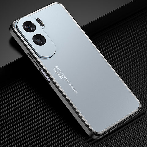 Handyhülle Hülle Luxus Aluminium Metall und Silikon Rahmen Tasche für Huawei Honor 90 Lite 5G Blau