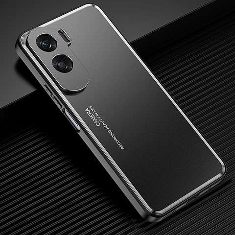 Handyhülle Hülle Luxus Aluminium Metall und Silikon Rahmen Tasche für Huawei Honor 90 Lite 5G Schwarz