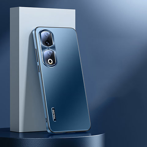 Handyhülle Hülle Luxus Aluminium Metall und Silikon Rahmen Tasche für Huawei Honor 90 Pro 5G Blau