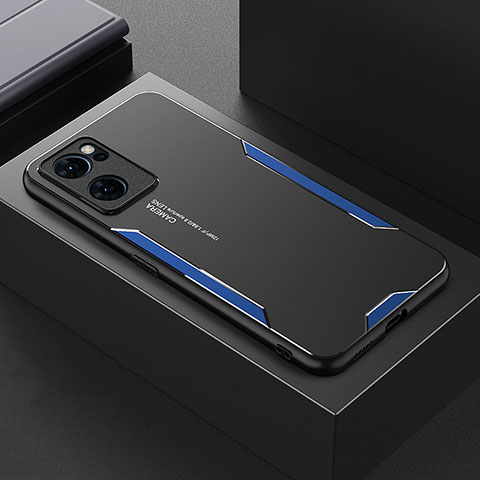 Handyhülle Hülle Luxus Aluminium Metall und Silikon Rahmen Tasche für OnePlus Nord CE 2 5G Blau