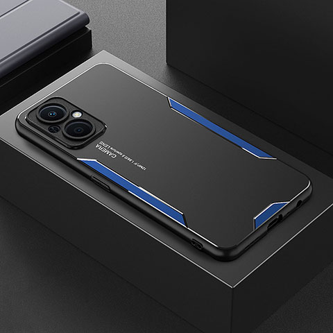 Handyhülle Hülle Luxus Aluminium Metall und Silikon Rahmen Tasche für Oppo F21 Pro 5G Blau