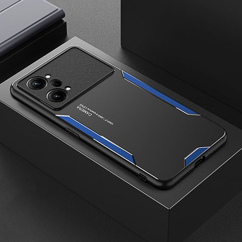 Handyhülle Hülle Luxus Aluminium Metall und Silikon Rahmen Tasche für Oppo K10 Pro 5G Blau